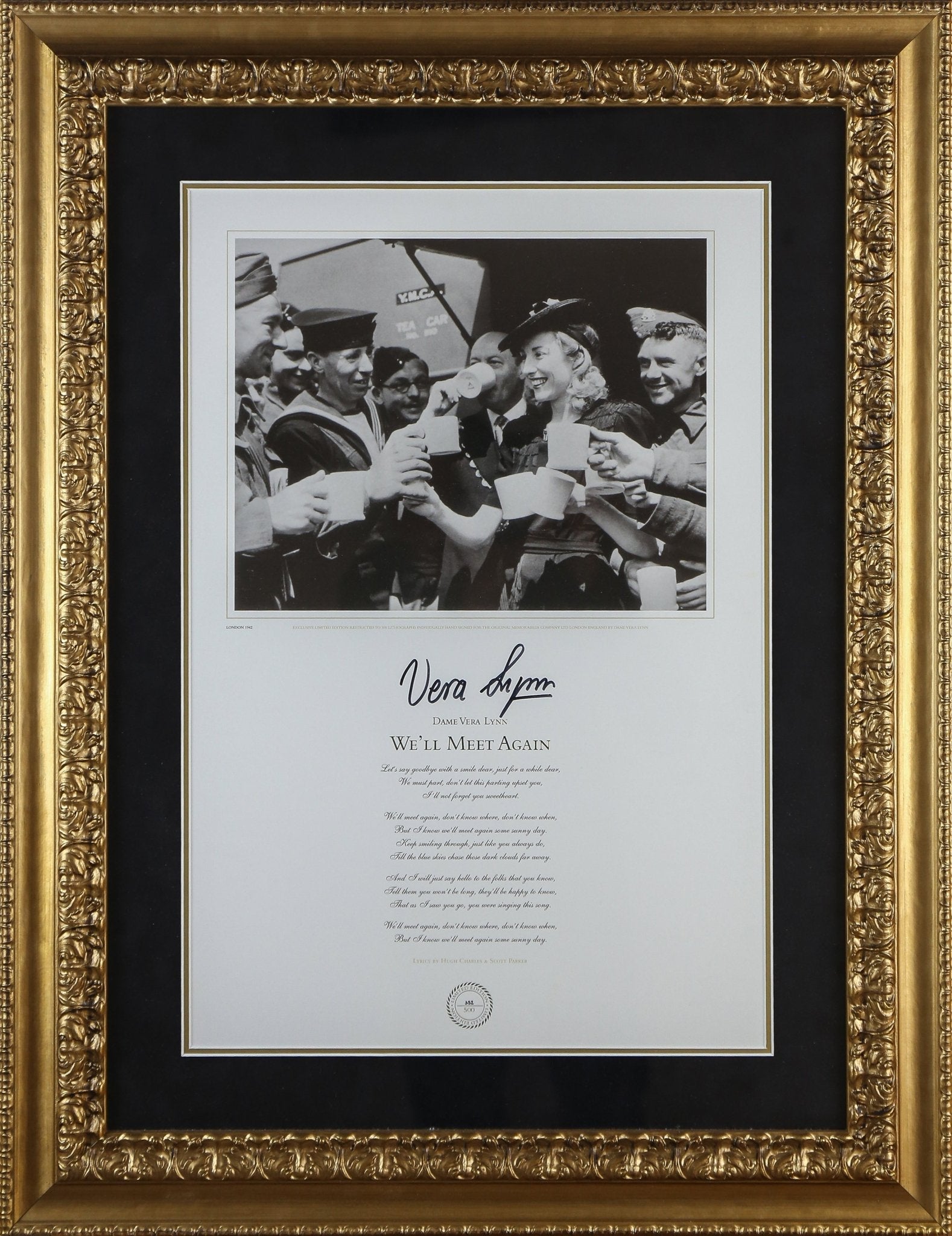 Vera Lynn Signed Lyrics Poster Framed Display - Memorabilia Framers Shop